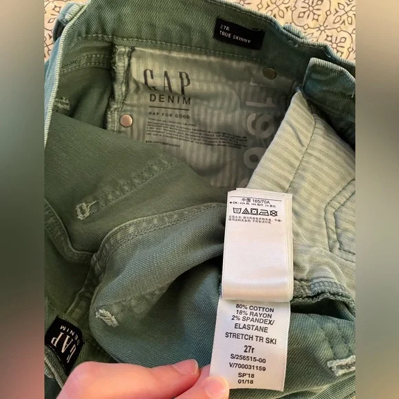 Gap Green Denim 27 Regular True Skinny Raw Ankle - Picture 7 of 8